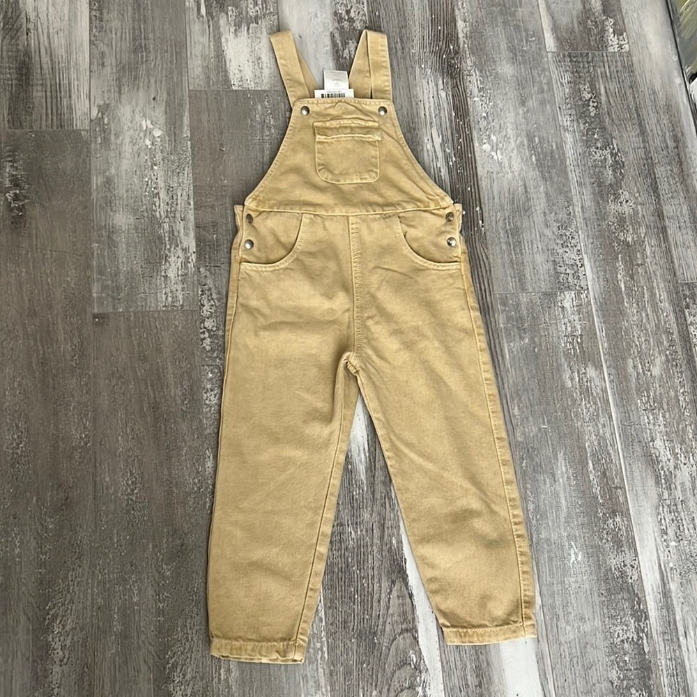 Zara Unisex Sand Denim Overalls Size 4-5